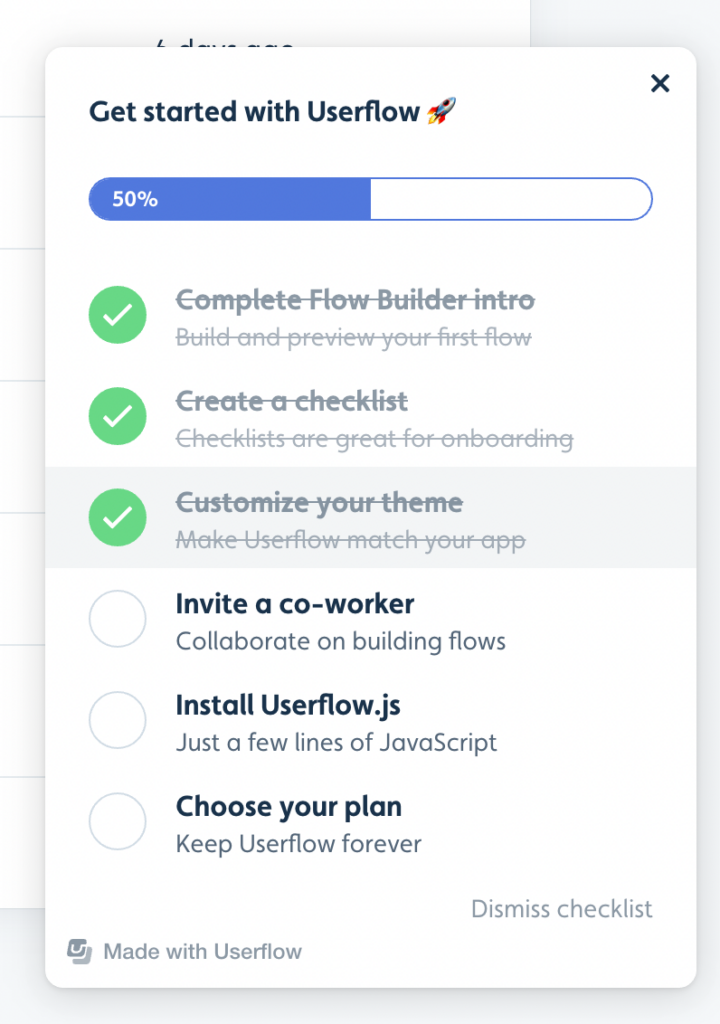 userflow onboarding checklist
