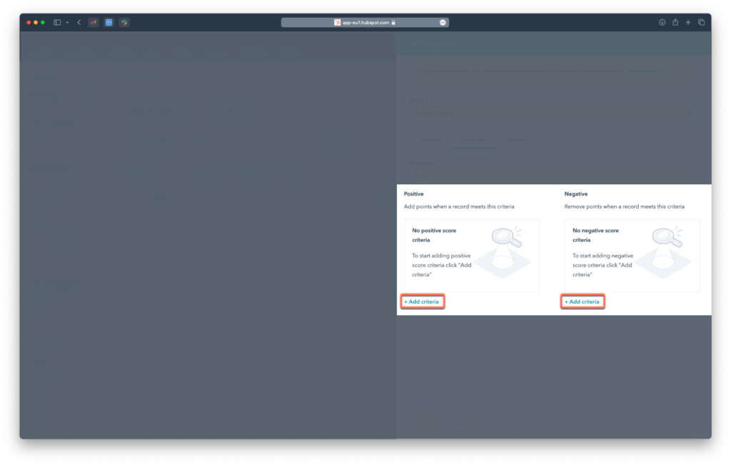 add custom score criteria in hubspot