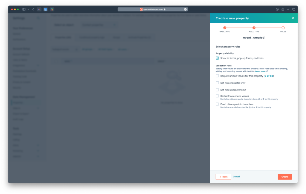 defining property rules in hubspot