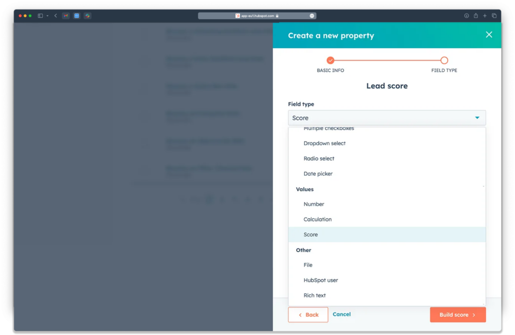 lead scoring properties in hubspot