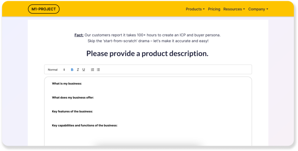 m1 project ideal customer profile generator