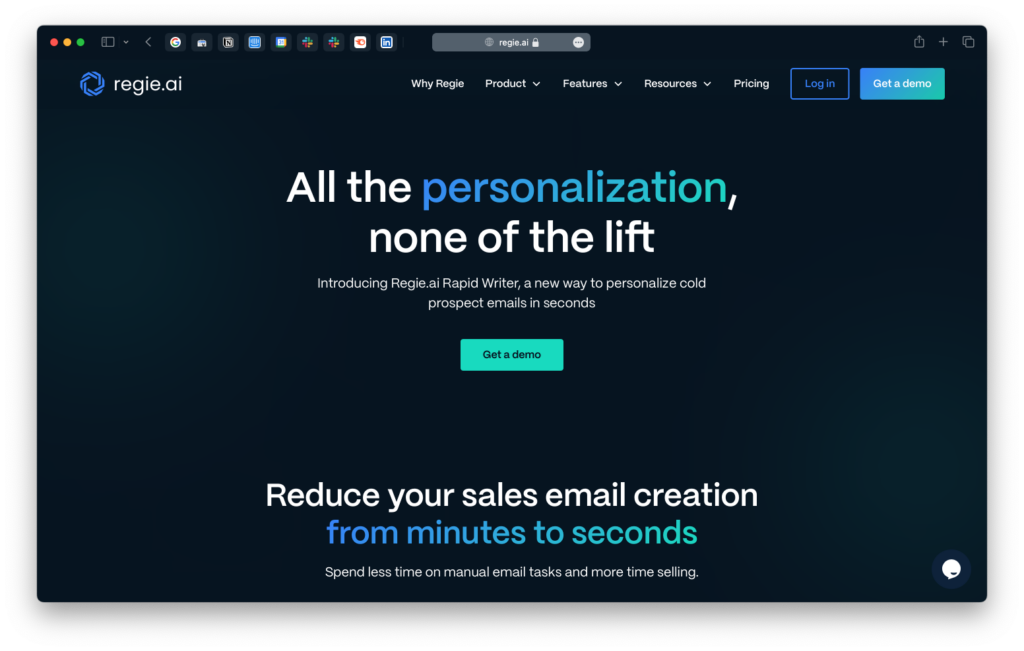 ai sales tools, get writing assistance with regie.ai